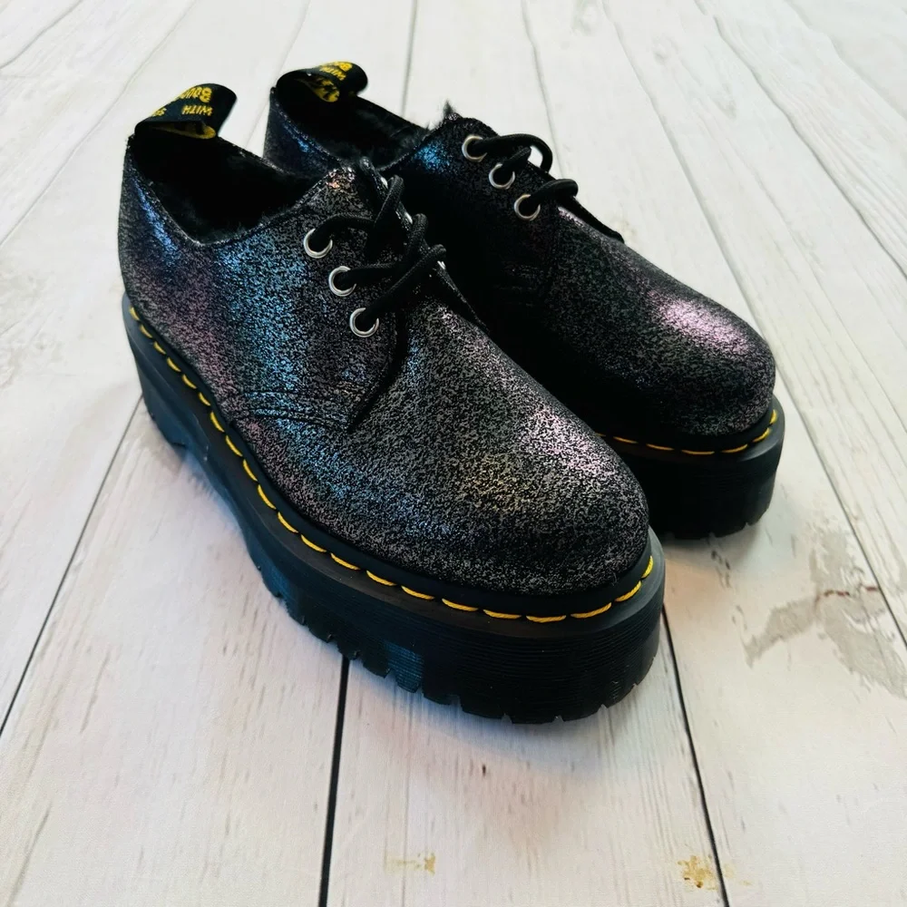 Dr Martens Women’s Holly Platform Retro Quad Gunmetal Shoes Size 7